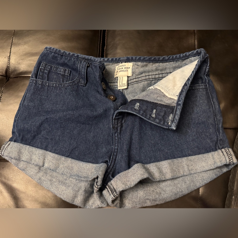 Forever 21 Button up- Cuffed Jean Shorts